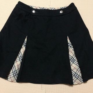 バーバリー(BURBERRY)の【美品】バーバリー ブラック×ノバチェック ボックスプリーツ スカート 150A(スカート)