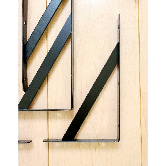 オリジナル棚作り用 棚受け金具 8本セット (200×120mm, ブラック)の