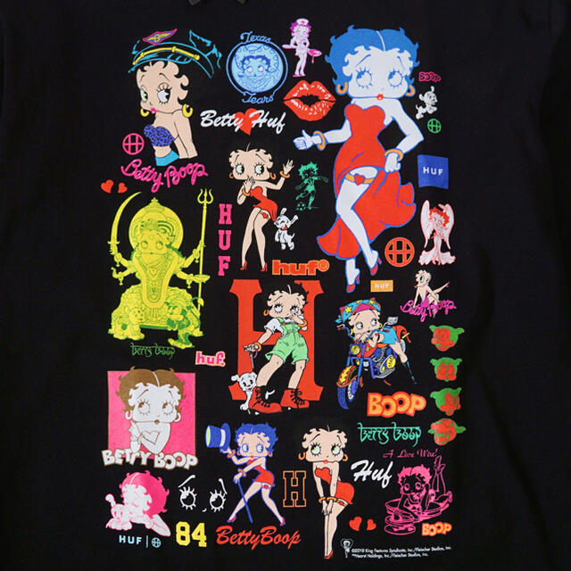 HUF(ハフ)の◆HUF Betty Boop コラボ　ロングTシャツ / ベティ　ブープ　M メンズのトップス(Tシャツ/カットソー(七分/長袖))の商品写真