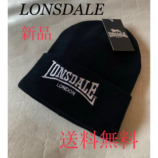 ロンズデール(LONSDALE)の❣️人気LONSDALE暖かニット帽❣️豪華ロゴ刺繍‼️BLACK(ニット帽/ビーニー)