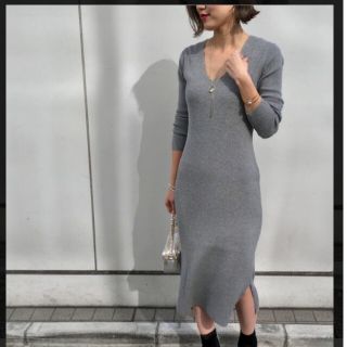 ラウンジドレス(Loungedress)のラウンジドレス　Vネックニットワンピース(ひざ丈ワンピース)