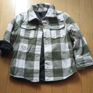 ベビーギャップ(babyGAP)のbabyGAP 裏フリースのオーバーブラウス モスグリーン×白チェック 100(ジャケット/上着)