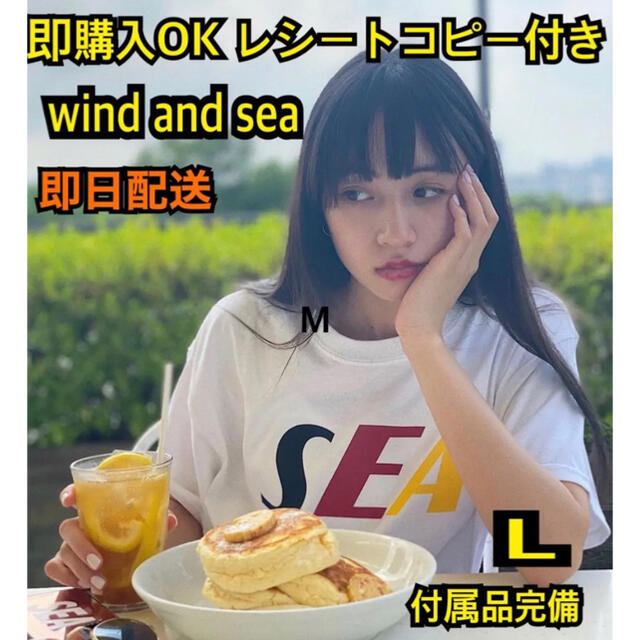 L 白 wind and sea トリコロール Tシャツ 2n