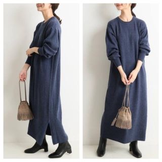 SLOBE IENA スローブイエナ リブニットマキシワンピース ブルー ロング