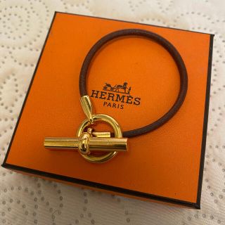 エルメス(HERMES)のHERMES エルメス　グレナン ブレスレット レザー ブラウン　ゴールド金具(ブレスレット/バングル)