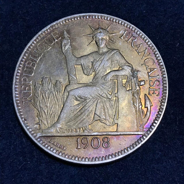 古美術【美品】1908年フランス女神座像銀貨
