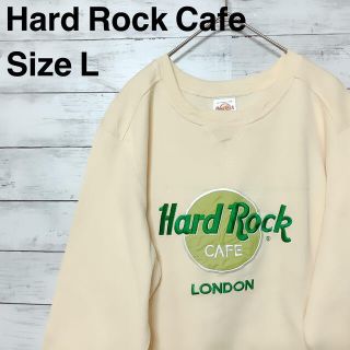 ☆Hard Rock Cafe 一点物　ライトイエロー刺繍ビッグロゴスウェットL(スウェット)