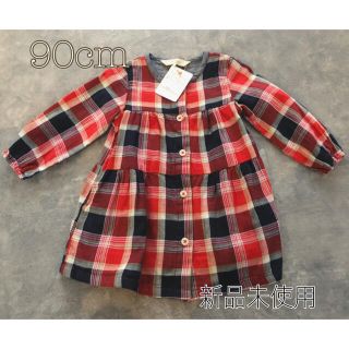 ハッシュアッシュ(HusHush)の【chamo様専用】秋服⭐︎90 チェック柄ワンピース(ワンピース)