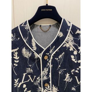 LOUIS VUITTON 2020AW LV Leaf Denim Baseball Shirt 1A7XFP ルイヴィトン LVリーフデニムベースボールシャツ 半袖 デニムシャツ 総柄ロゴ インディゴ サイズM【230929】【-B】【me04】