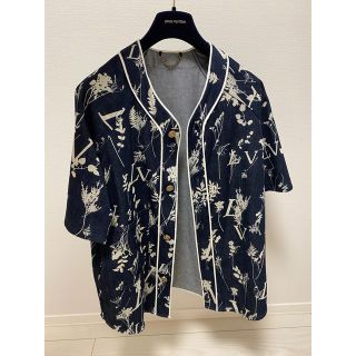 LOUIS VUITTON 2020AW LV Leaf Denim Baseball Shirt 1A7XFP ルイヴィトン LVリーフデニムベースボールシャツ 半袖 デニムシャツ 総柄ロゴ インディゴ サイズM【230929】【-B】【me04】