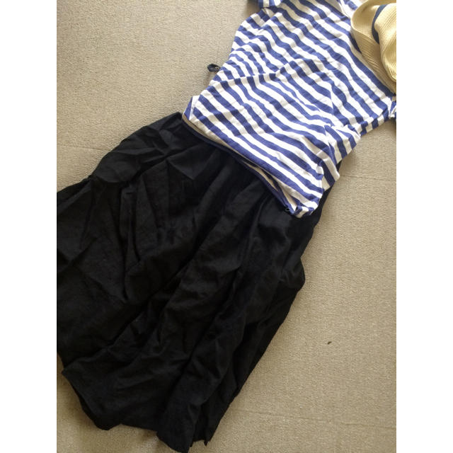 SM2(サマンサモスモス)のSM２＊麻スカート（黒） レディースのスカート(ひざ丈スカート)の商品写真