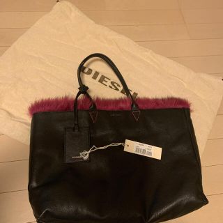 ディーゼル(DIESEL)の美品☆DIESEL フェイクファー リバーシブル トートバッグ (ハンドバッグ)