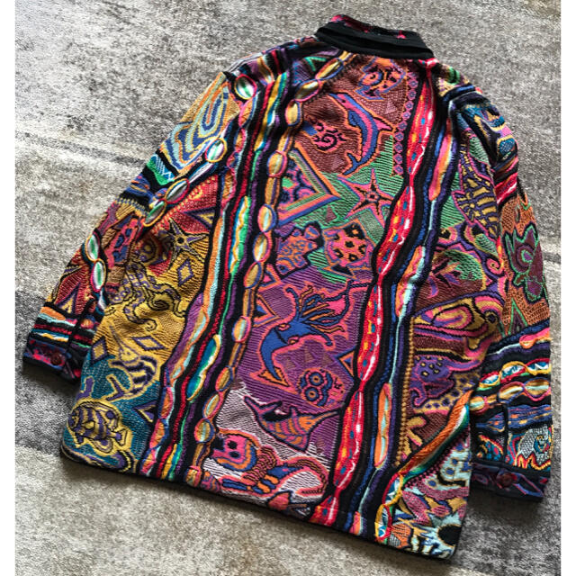 超レア 異次元のデザイン 90's COOGI フィッシュ柄 3D カーディガン