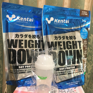 ケンタイ(Kentai)のKentai シェイカー付 ウェイトダウン ソイプロテイン ココア味 1kgx2(プロテイン)