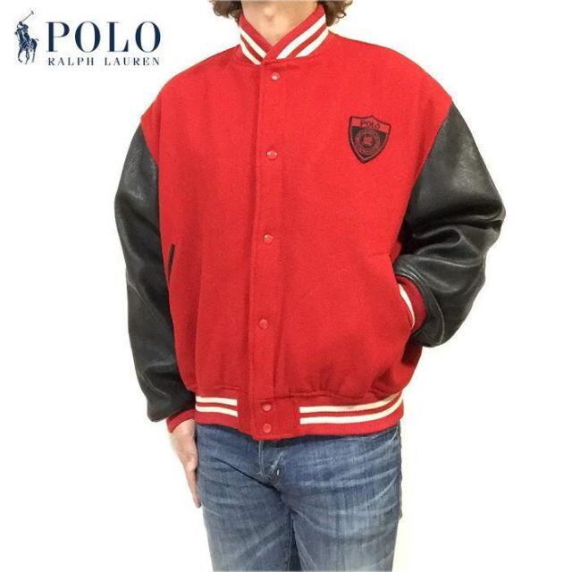 POLO RALPH LAUREN(ポロラルフローレン)の美品　Ｌ　ポロ ラルフローレン　牛革 メルトンウール　ヴィンテージ　スタジャン メンズのジャケット/アウター(スタジャン)の商品写真