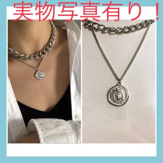 エヴリス(EVRIS)の【新品】2連コインチェーンネックレス/韓国ファッションストリートメンズレディース(ネックレス)