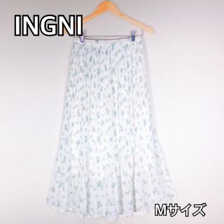 イング(INGNI)のINGNI　イング　プリーツスカート　シースルー　花柄　ホワイト　Ｍサイズ(ロングスカート)