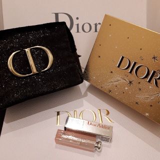 ディオール(Dior)のDior　ディオール　アディクト　リップ　グロウ　001 新品未使用　と、ポーチ(リップケア/リップクリーム)