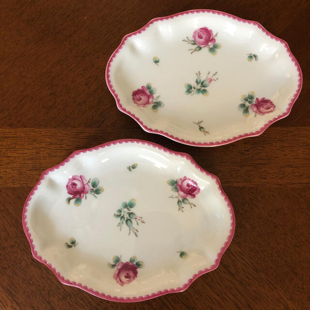 美品】リチャードジノリ☆アンティックローズ☆オーバルプチトレイ - 食器