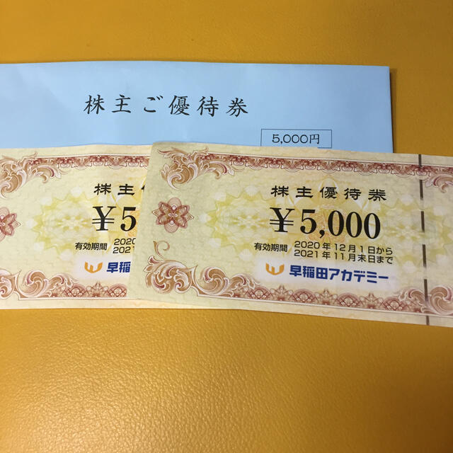 早稲田アカデミー 株主優待券 2枚 10000円