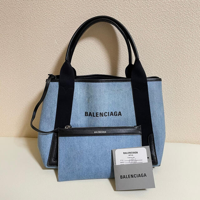 新規入荷 BALENCIAGA NAVY CABAS S ネイビー カバ デニム - バッグ