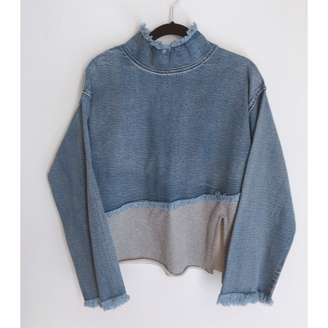 ameri vintage DENIM SWEAT DOCKING TOP 3