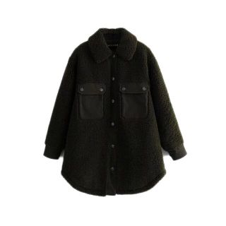 ザラ(ZARA)の❄️冬新作☃️3080◆khaki ボア ブルゾン コート(毛皮/ファーコート)