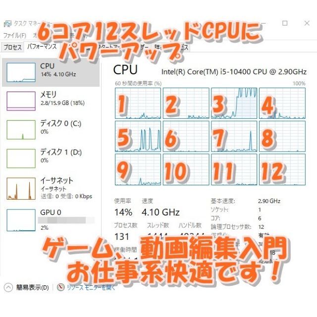 けけ様専用1 最強ゲーム＆動画編集PC i5 10400 RTX3060 スマホ/家電/カメラのPC/タブレット(デスクトップ型PC)の商品写真