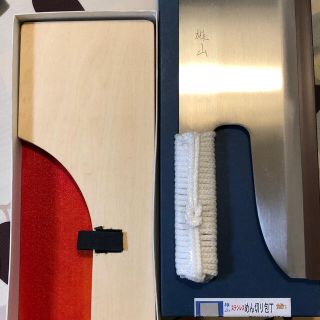 麺切り包丁 雄山 紐巻き柄 ステンレス30cm さや 専用木箱付(調理道具/製菓道具)