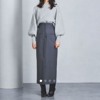 ユナイテッドアローズ(UNITED ARROWS)のELIN ウールハイウエストロングスカート　グレー(ロングスカート)