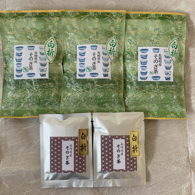 そのぎ茶　白折80g×3袋　茎茶　緑茶 そのぎ茶 日本茶 おまけ白折10g×2袋 食品/飲料/酒の飲料(茶)の商品写真