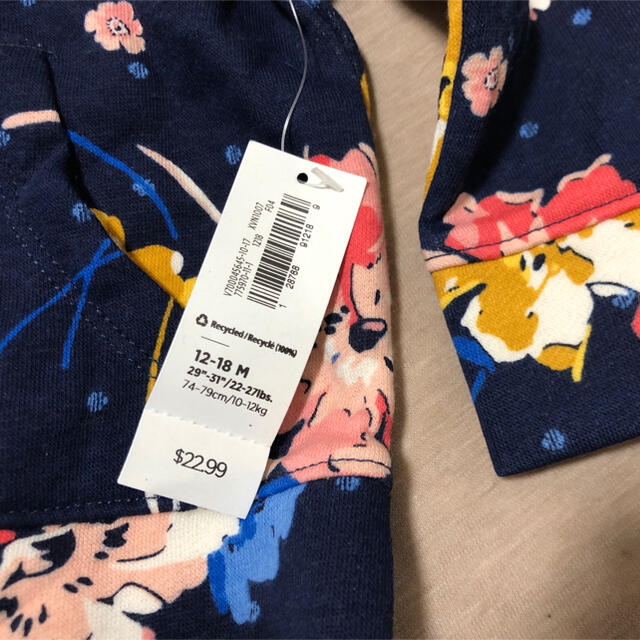 ZARA KIDS(ザラキッズ)の新品 オールドネイビー★裏起毛 花柄 パーカー スウェット 75cm キッズ/ベビー/マタニティのベビー服(~85cm)(ジャケット/コート)の商品写真