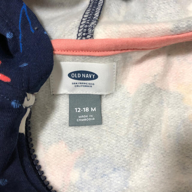 ZARA KIDS(ザラキッズ)の新品 オールドネイビー★裏起毛 花柄 パーカー スウェット 75cm キッズ/ベビー/マタニティのベビー服(~85cm)(ジャケット/コート)の商品写真