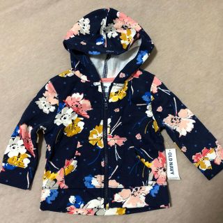 ザラキッズ(ZARA KIDS)の新品 オールドネイビー★裏起毛 花柄 パーカー スウェット 75cm(ジャケット/コート)