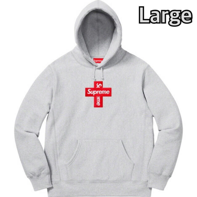 新品未使用付属品Supreme Cross Box Logo Hooded Grey large