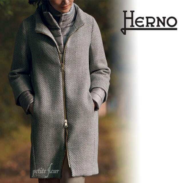 HERNO(ヘルノ)のLeaf様専用　Herno 2020AW 雑誌掲載 コート ツイード キルティン レディースのジャケット/アウター(ロングコート)の商品写真