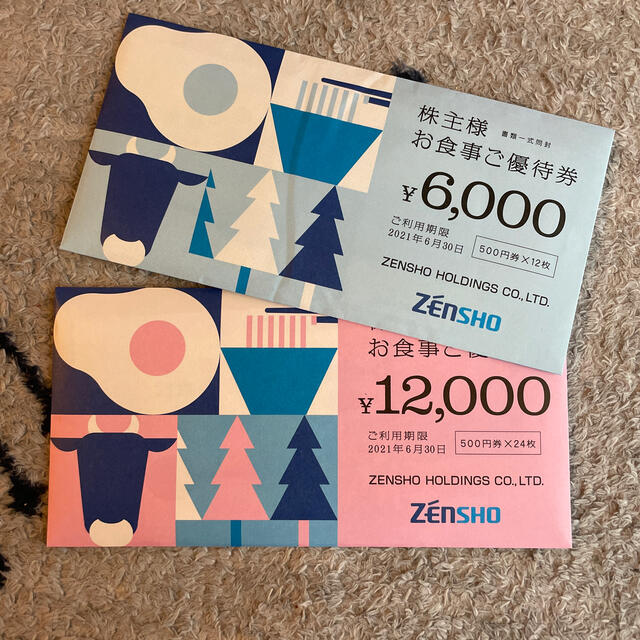 ゼンショー株主優待18000円分　すき家、なか卯、はま寿司などレストラン/食事券