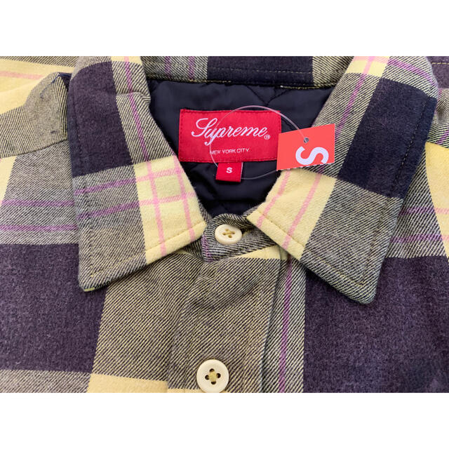 supreme quited flannel shirt yellow S