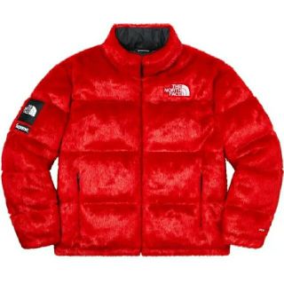 シュプリーム(Supreme)のFaux Fur Nuptse Jacket  Sサイズ red(ダウンジャケット)