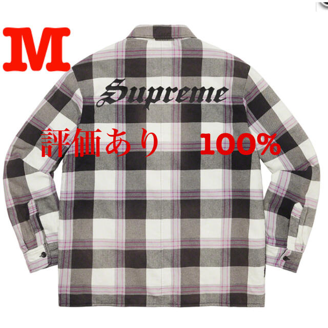 Supreme Quilted Flannel Shirt ネルシャツ　白　M