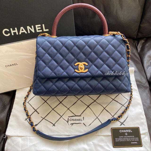 レディース【国内正規店購入】CHANEL シャネル ココハンドル ネイビー ボルドー