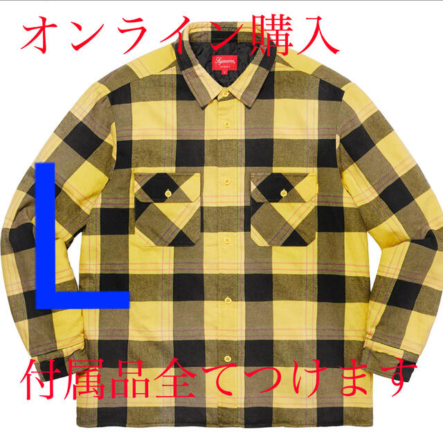 好評新作】 Supreme - Lサイズ Supreme Quilted Plaid Flannel Shirtの