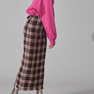 スナイデル(SNIDEL)の美品　SNIDEL ウールロービングスカート　ピンク×ブラウン(ロングスカート)