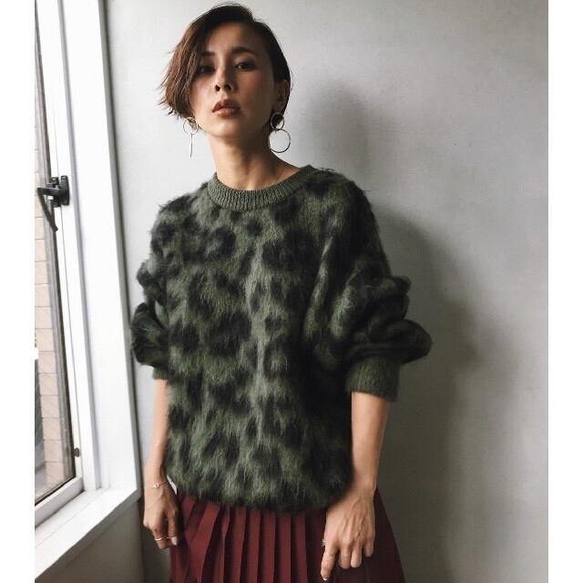 【Ameri】KID MOHAIR LEOPARD KNIT