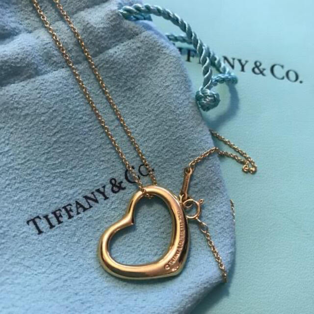 Tiffany & Co. - 【美品】【レア】ティファニー オープンハート ネックレス　18K　中サイズ
