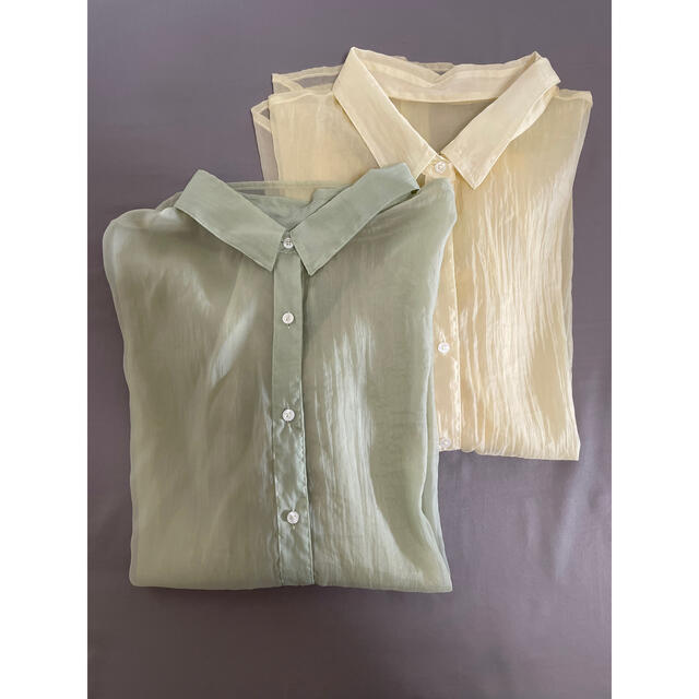 GU(ジーユー)のGU シアーボリュームスリーブシャツ　2色セット レディースのトップス(シャツ/ブラウス(長袖/七分))の商品写真