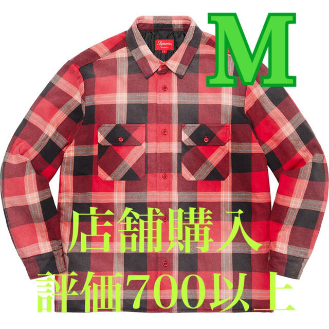 ★赤M★Supreme Quilted Flannel Shirt シュプリーム