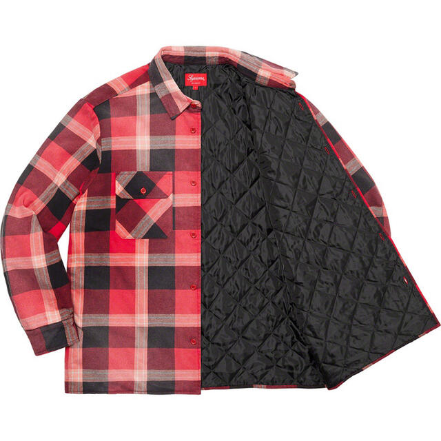 ★赤M★Supreme Quilted Flannel Shirt シュプリーム 1