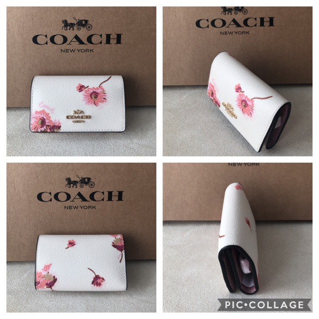 タグ付き新品★COACH コーチ レザー 花柄 5連キーケース(リング付き) 3