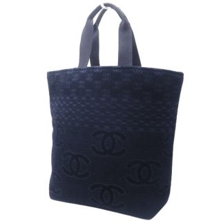 シャネル(CHANEL)のシャネル パイルバッグ コットン パイル ネイビー紺 青 40800062650(トートバッグ)